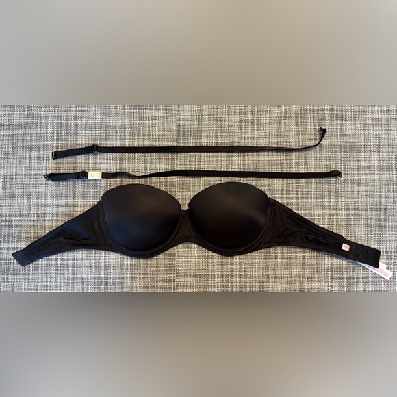 PINK Victoria's Secret Bra Black Women's 32C Multi-way Push Up Removable Straps - Picture 1 of 5